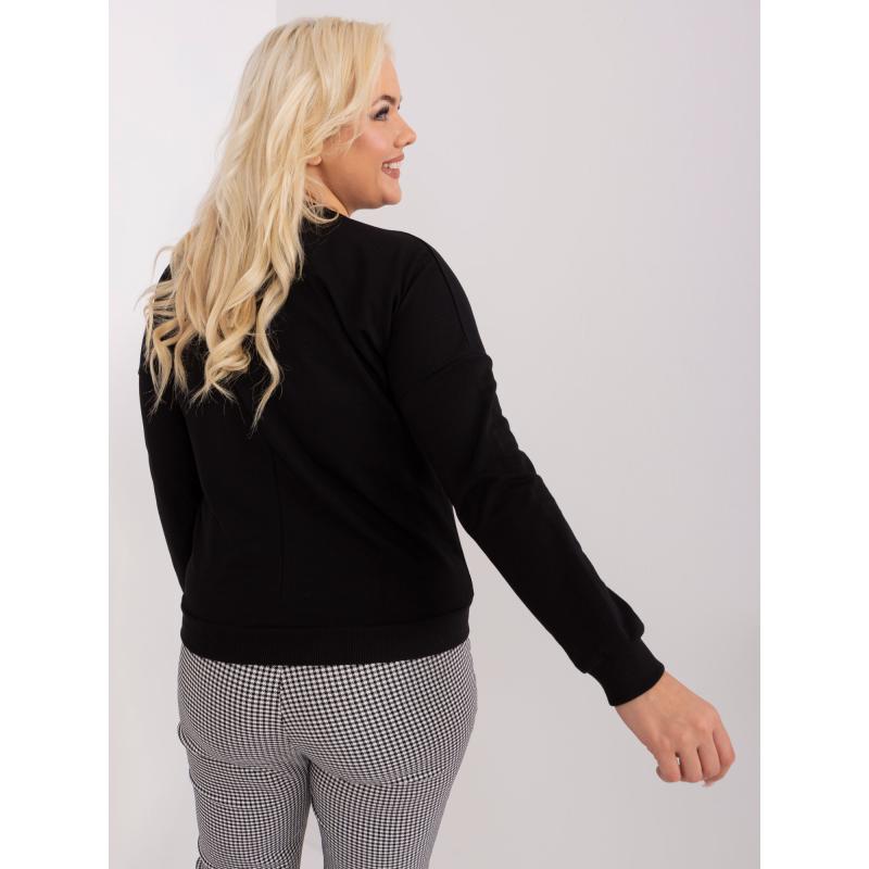 Női plus size blúz hosszú ujjakkal FIORA fekete