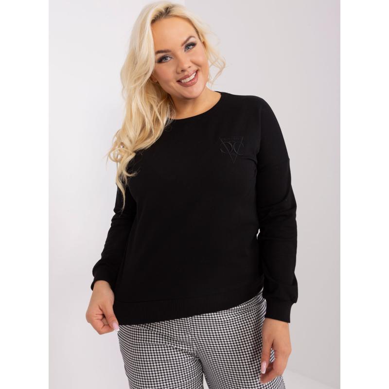 Női plus size blúz hosszú ujjakkal FIORA fekete