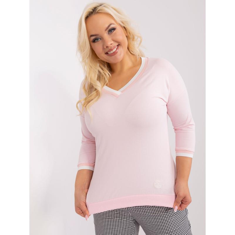 Női plus size blúz mandzsettával PINBA világos rózsaszín