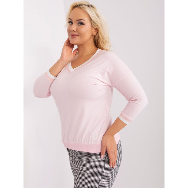 Női plus size blúz mandzsettával PINBA világos rózsaszín