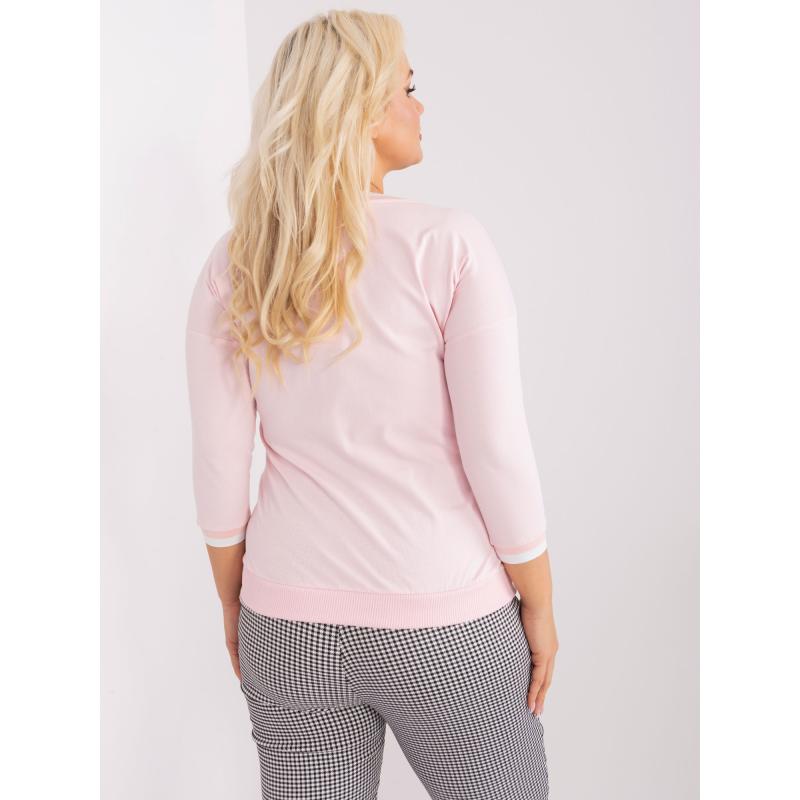 Női plus size blúz mandzsettával PINBA világos rózsaszín