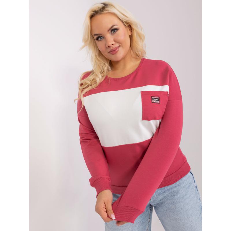 Női plus size hosszú ujjú blúz ESPA sötét korall és ekrü színben