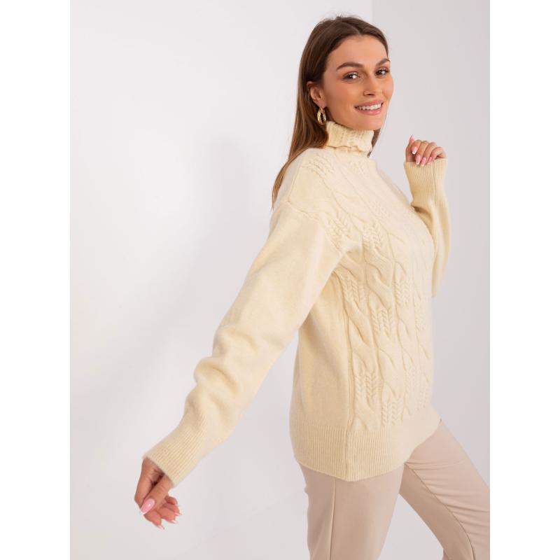 Női kockás pulóver CIMI világos bézs színben