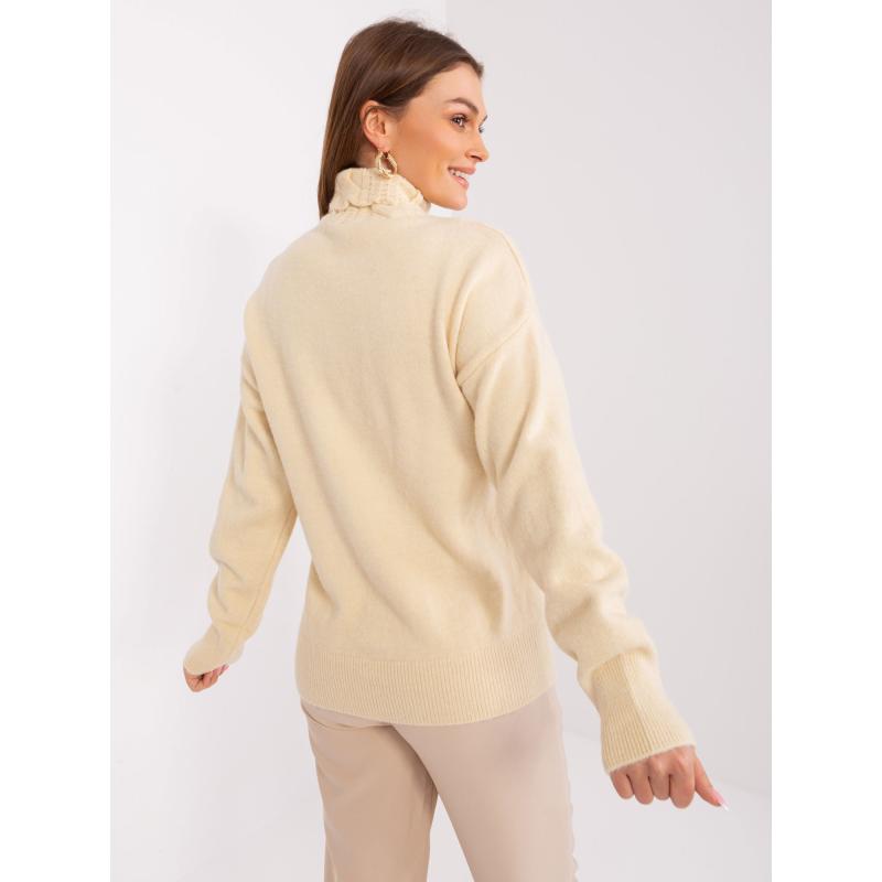 Női kockás pulóver CIMI világos bézs színben