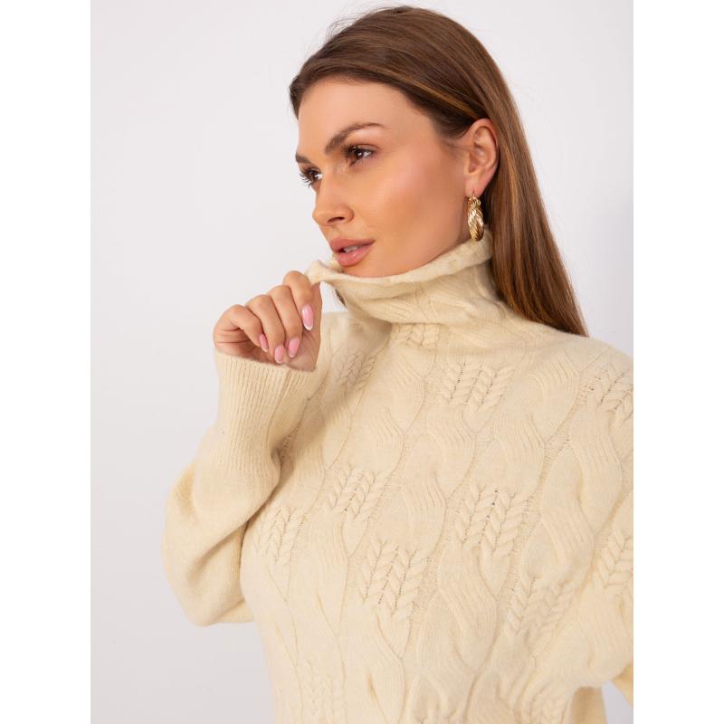 Női kockás pulóver CIMI világos bézs színben