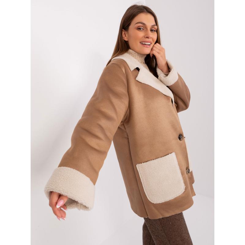Női gombos kabát ANIMA bézs színű