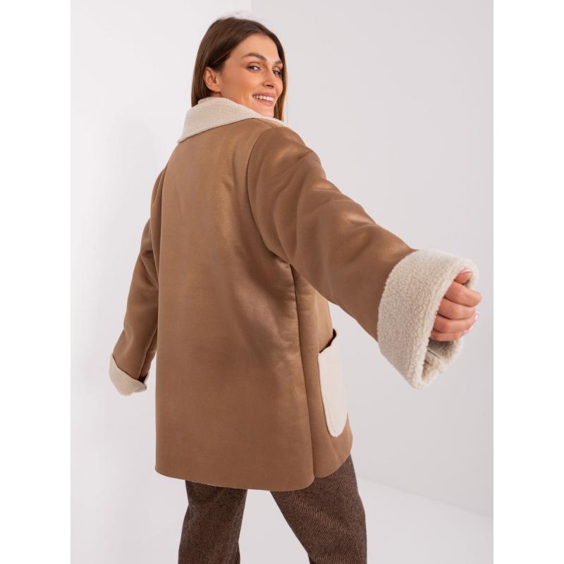 Női gombos kabát ANIMA bézs színű