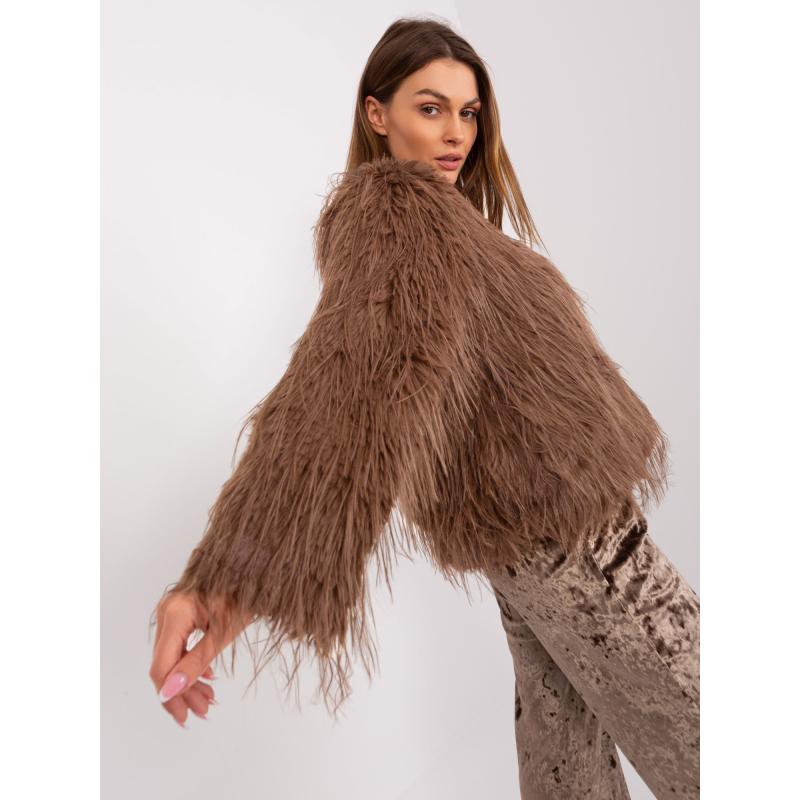 Dámský kabát z ekokůže MID světle hnědý 