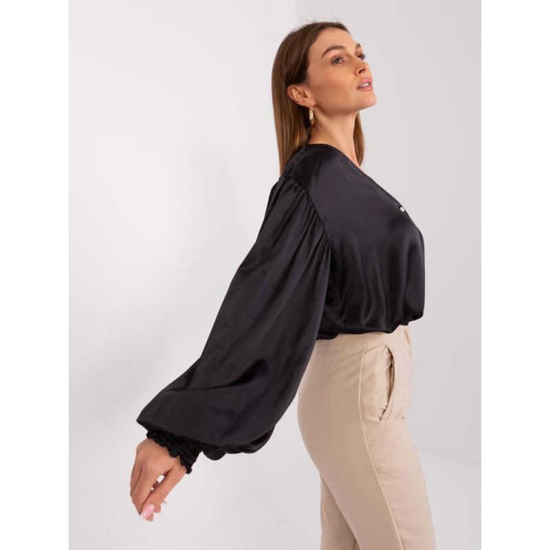 Dámska košeľa s ozdobnými gombíkmi VIKIRA čierna