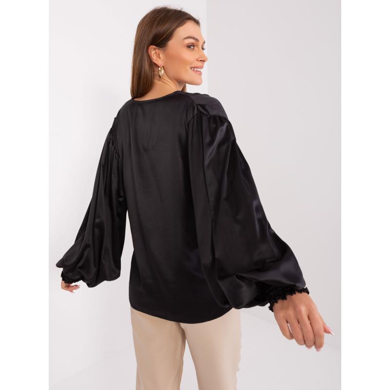 Dámska košeľa s ozdobnými gombíkmi VIKIRA čierna