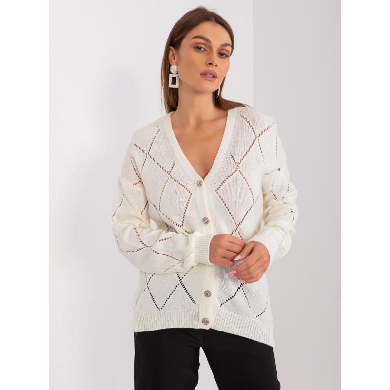 Női gombos pulóver RUE PARIS ekrü színben