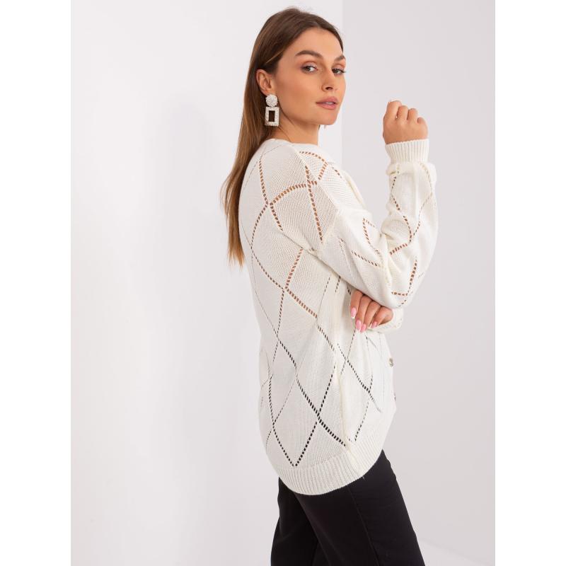 Női gombos pulóver RUE PARIS ekrü színben