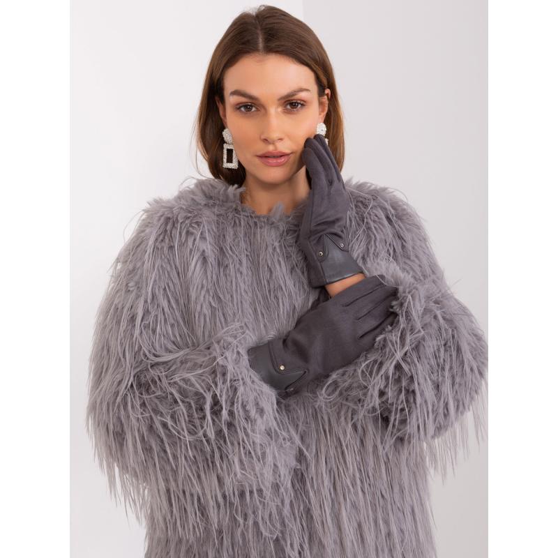 Dámské rukavice s vložkami z ekokůže PLA tmavě šedé 