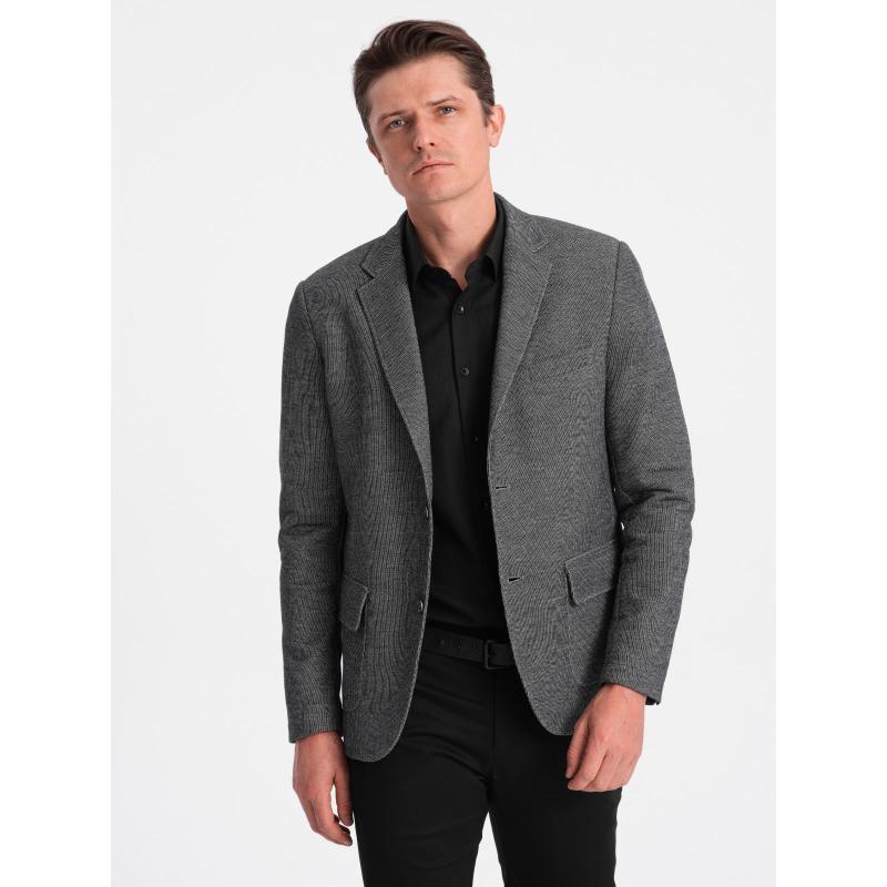 Pánské sako s nášivkami na loktech V5 OM-BLZB-0108 černá 