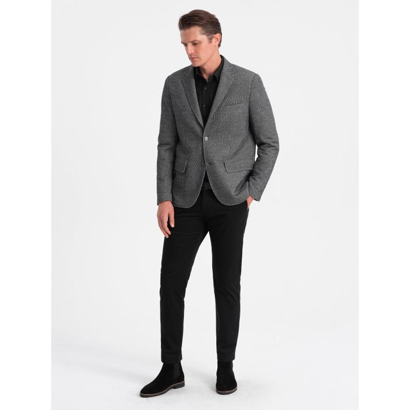 Pánské sako s nášivkami na loktech V5 OM-BLZB-0108 černá 