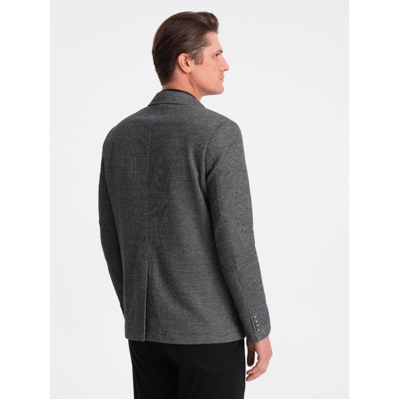 Pánské sako s nášivkami na loktech V5 OM-BLZB-0108 černá 