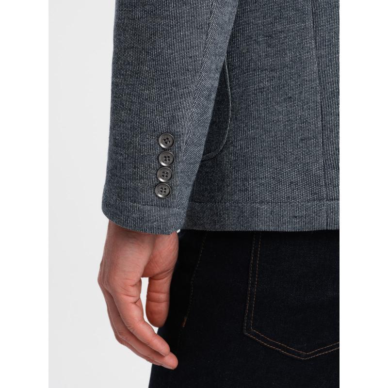 Pánské sako s nášivkami na loktech V2 OM-BLZB-0108 tmavě modrá 