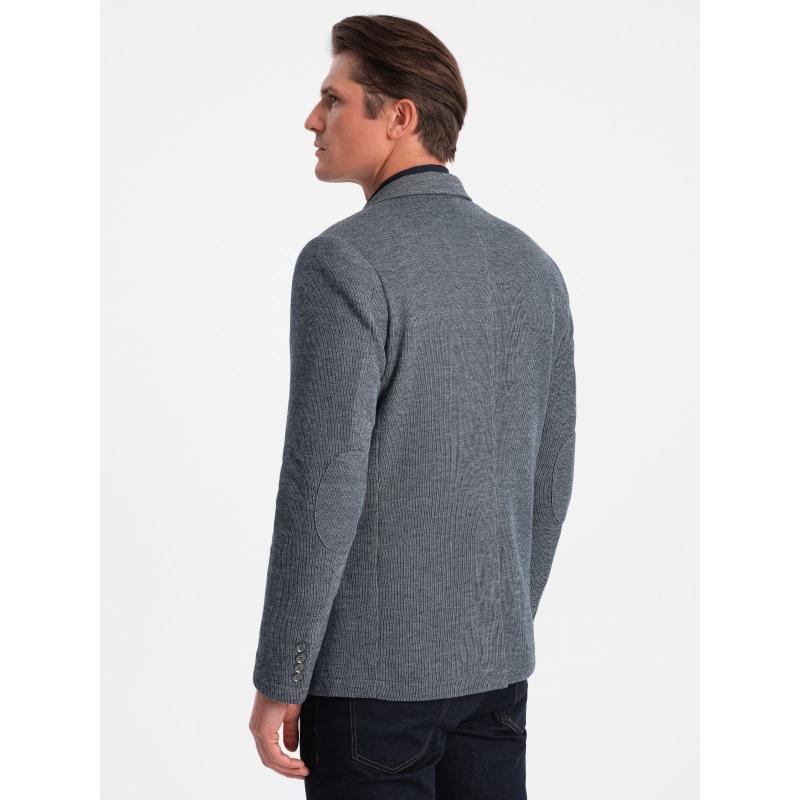 Pánské sako s nášivkami na loktech V2 OM-BLZB-0108 tmavě modrá 