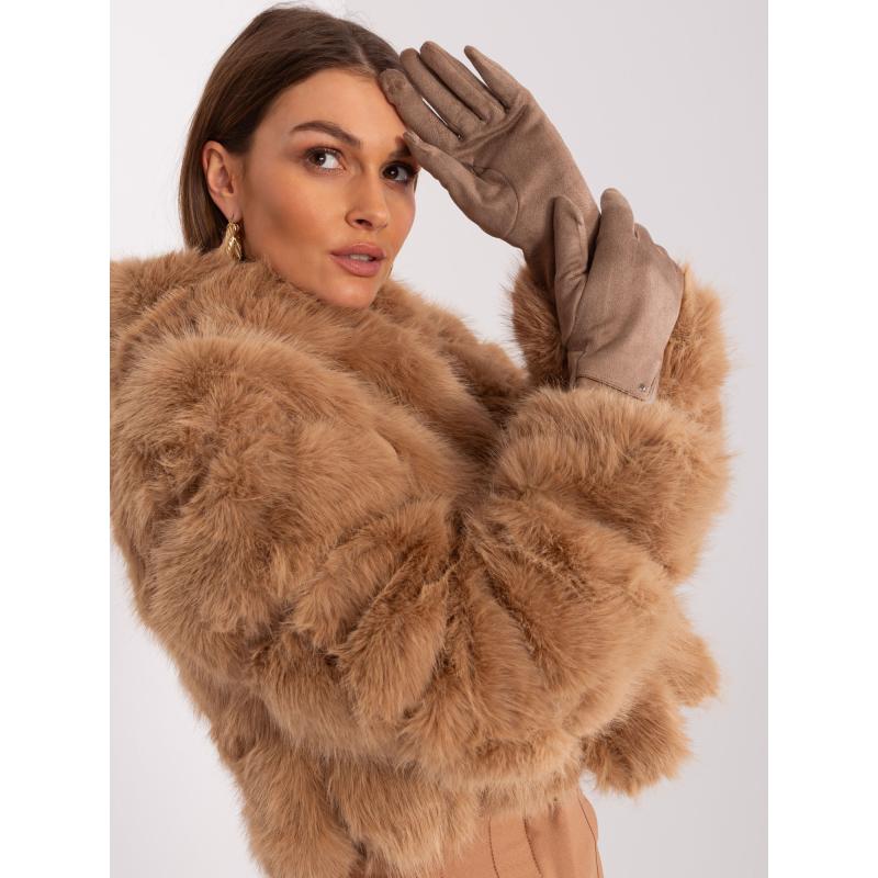 Dámské rukavice s vložkami z ekokůže SORA tmavě béžové 