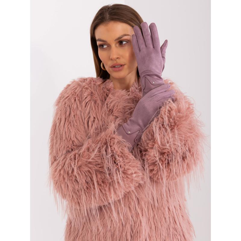 Dámské rukavice s vložkami z ekokůže SORA fialové