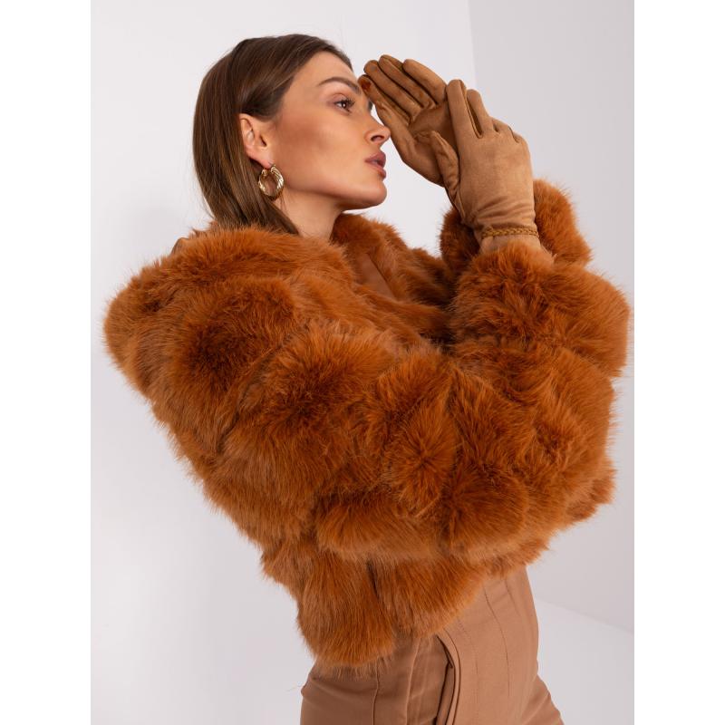 Női kesztyű díszítő csíkokkal VIVA barna