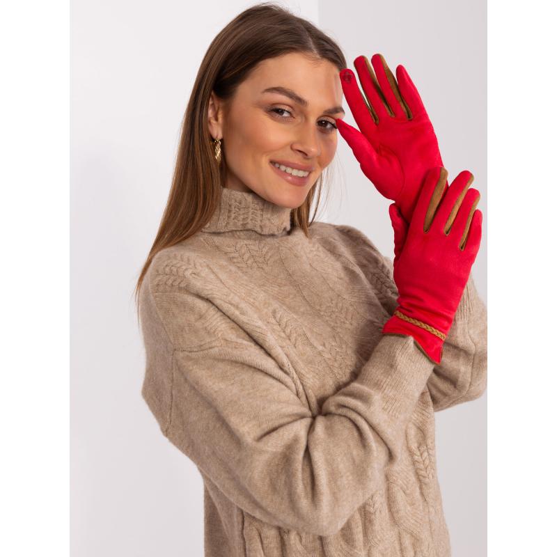 Dámské rukavice s jednoduchým vzorem TOUCH červené 