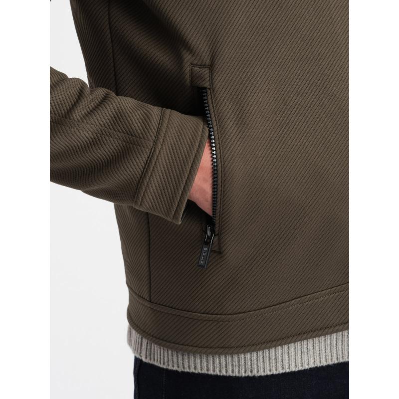 Pánska bunda BIKER tmavo olivovo zelená