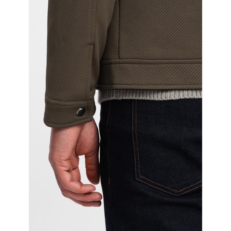 Pánska bunda BIKER tmavo olivovo zelená