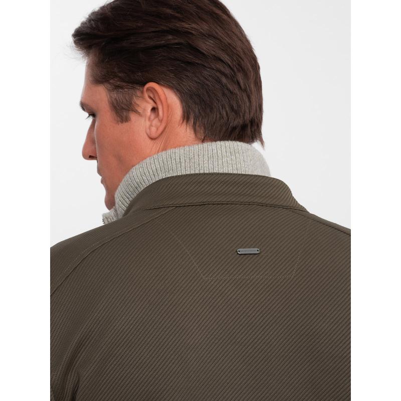 Pánska bunda BIKER tmavo olivovo zelená