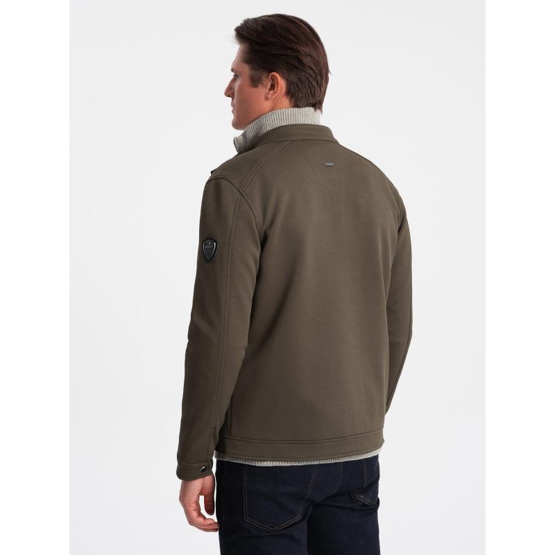 Pánska bunda BIKER tmavo olivovo zelená