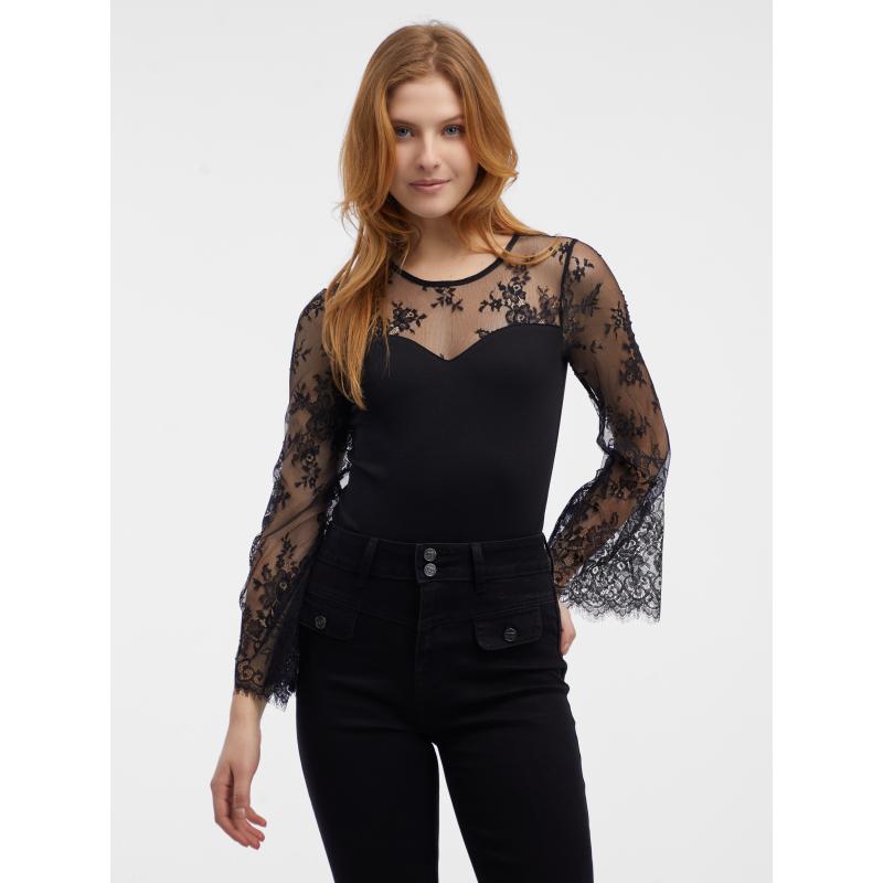 Fekete női csipke bodysuit