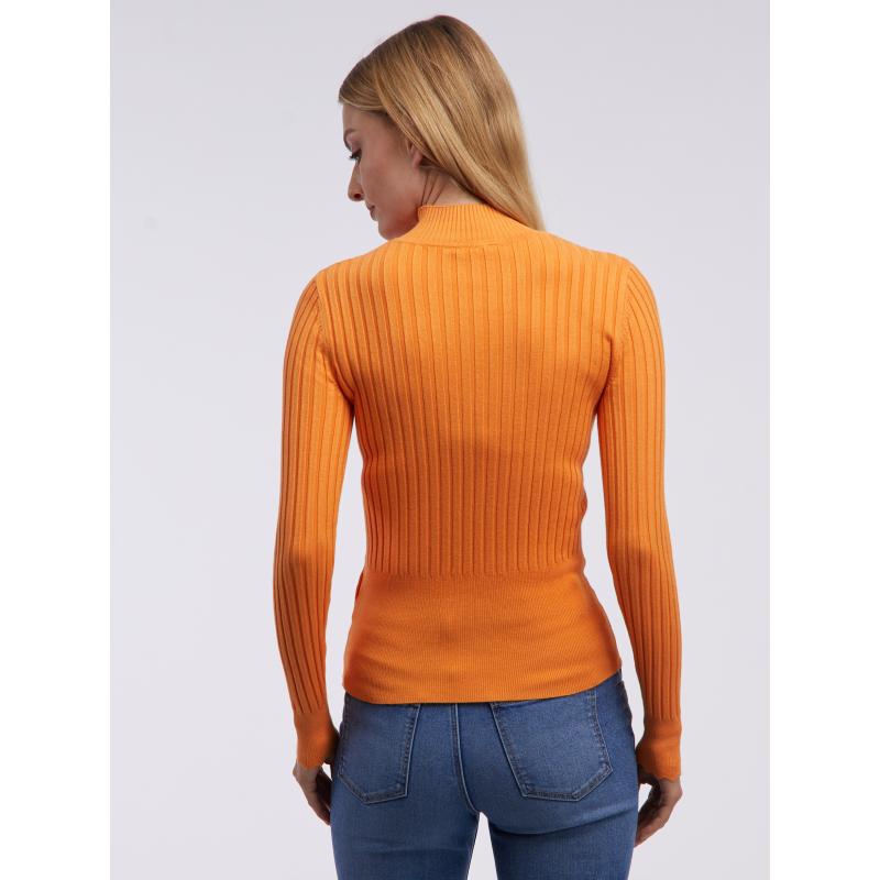 Narancssárga női bordás pulóver