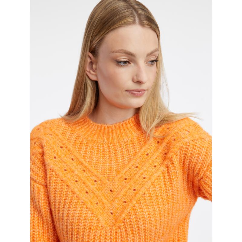 Narancssárga női bordázott pulóver
