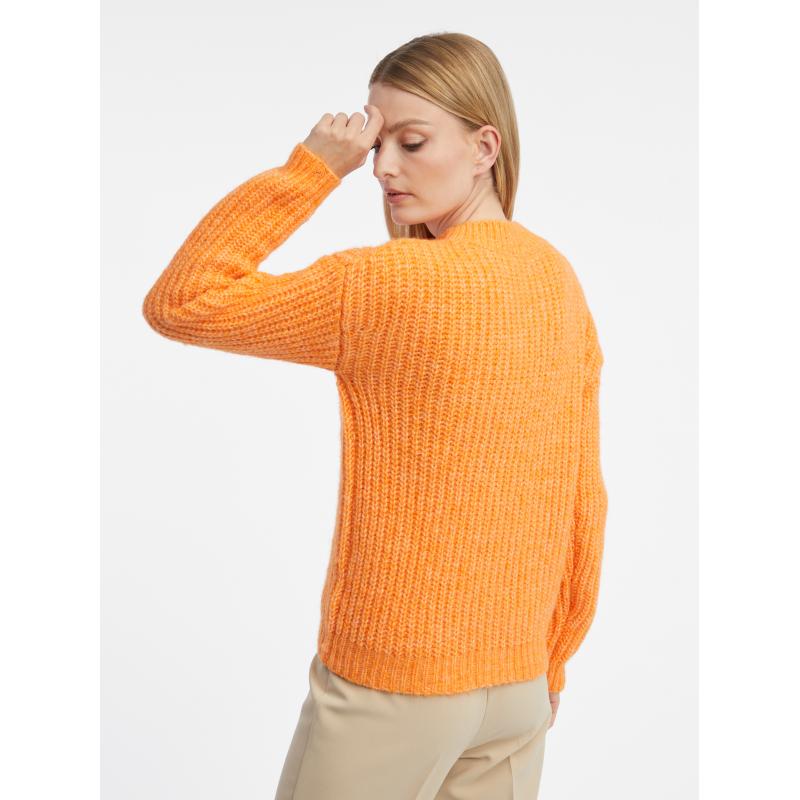 Narancssárga női bordázott pulóver