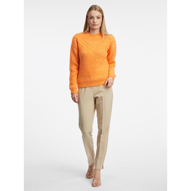 Narancssárga női bordázott pulóver