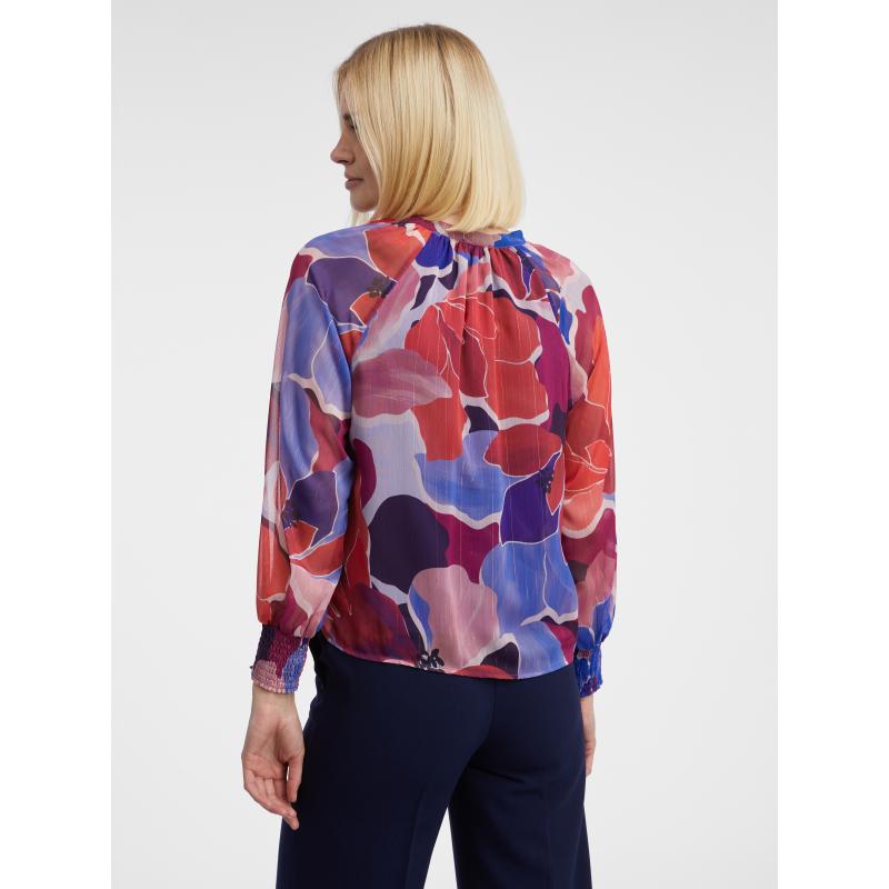 Červená dámská květovaná halenka