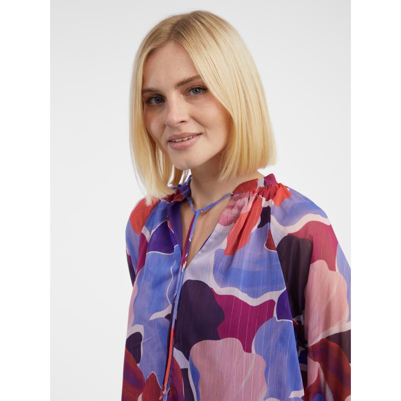 Červená dámská květovaná halenka