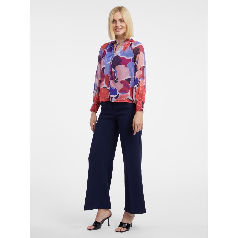 Červená dámská květovaná halenka