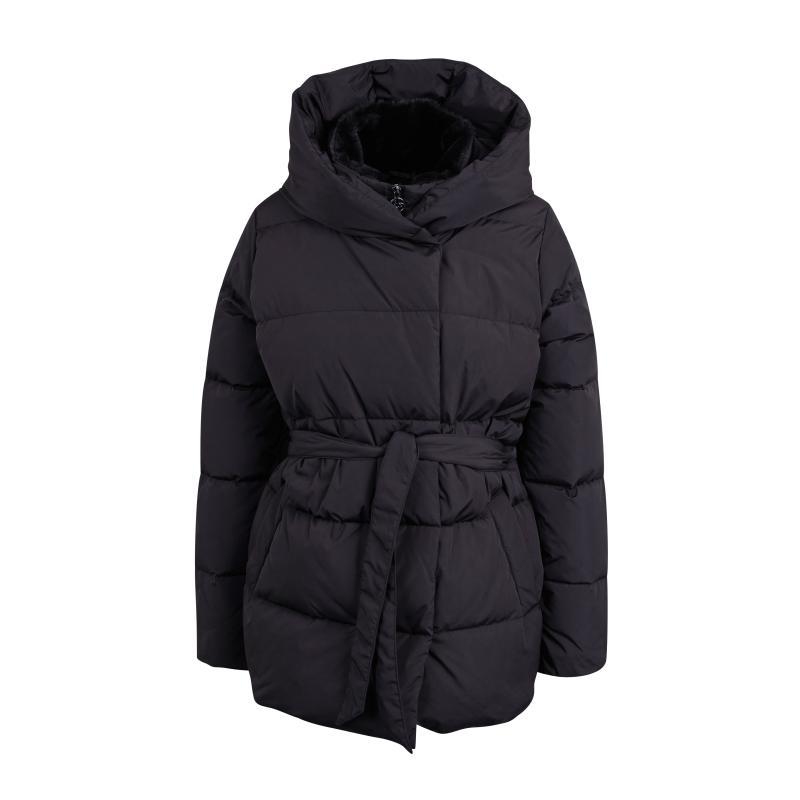 Fekete női téli steppelt kabát