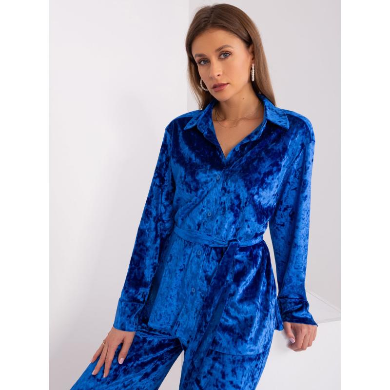 Dámský komplet s otevřenou košilí ADELINA kobaltově modrý 