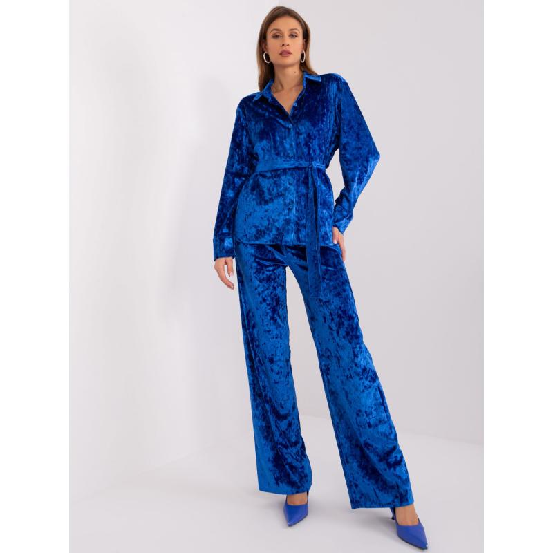 Dámský komplet s otevřenou košilí ADELINA kobaltově modrý 