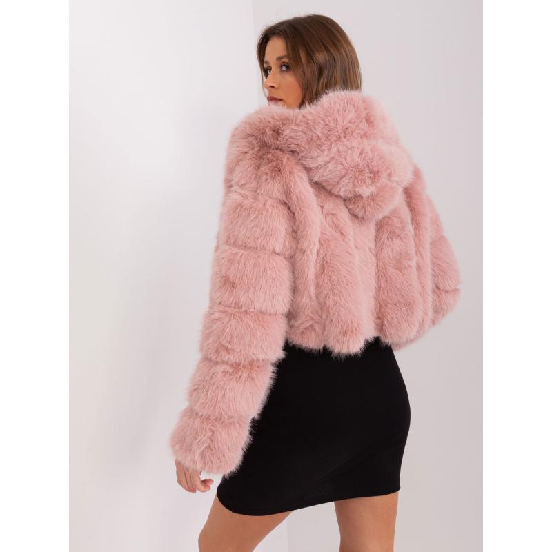 Dámská bunda s kožíškem ADOLFE světle růžová