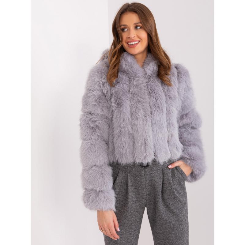 Dámská bunda s kožešinou PIKTA šedá