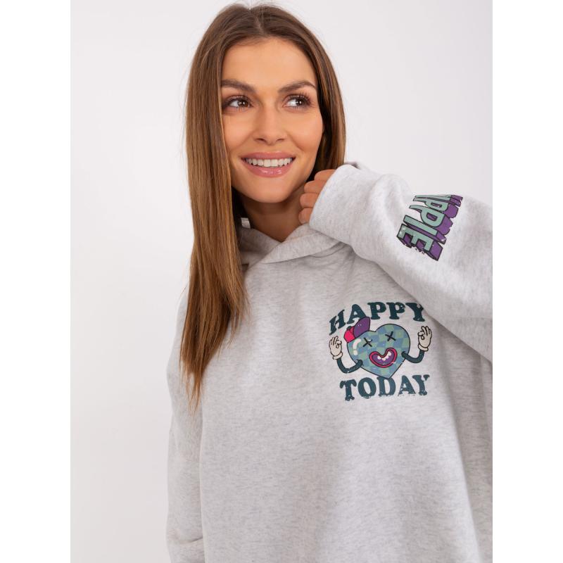 Dámská mikina s kapucí STITCH & SOUL světle šedá 