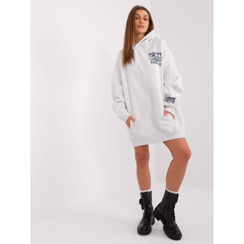 Dámská mikina s kapucí STITCH & SOUL světle šedá 