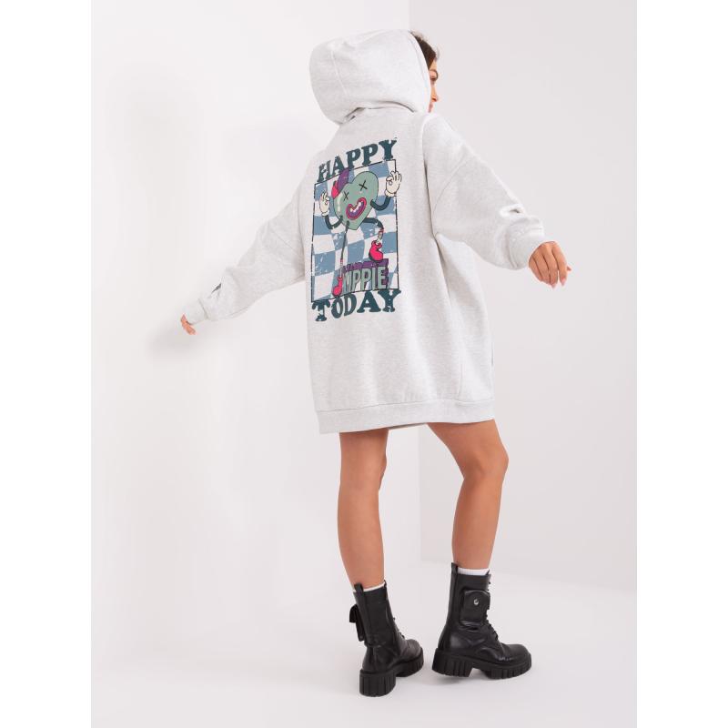 Dámská mikina s kapucí STITCH & SOUL světle šedá 