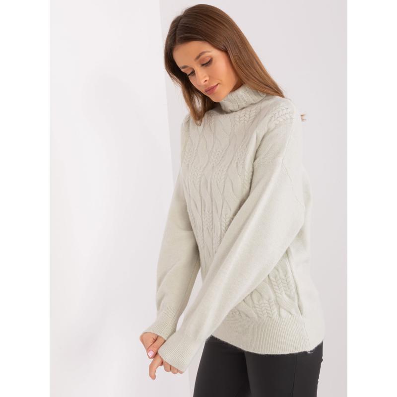 Női garbó foltos pulóver DUNA világos menta színű