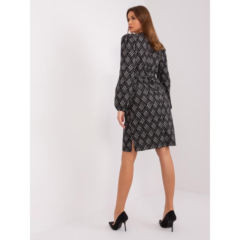 Dámske šaty s dlhým rukávom KRIA čierno-sivé