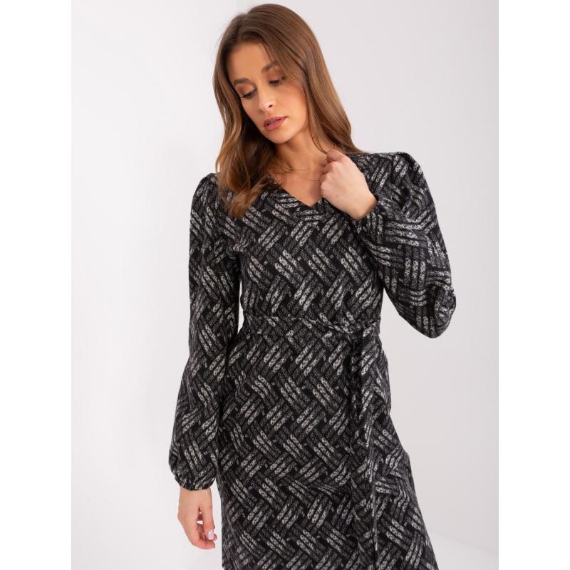 Dámske šaty s dlhým rukávom KRIA čierno-sivé