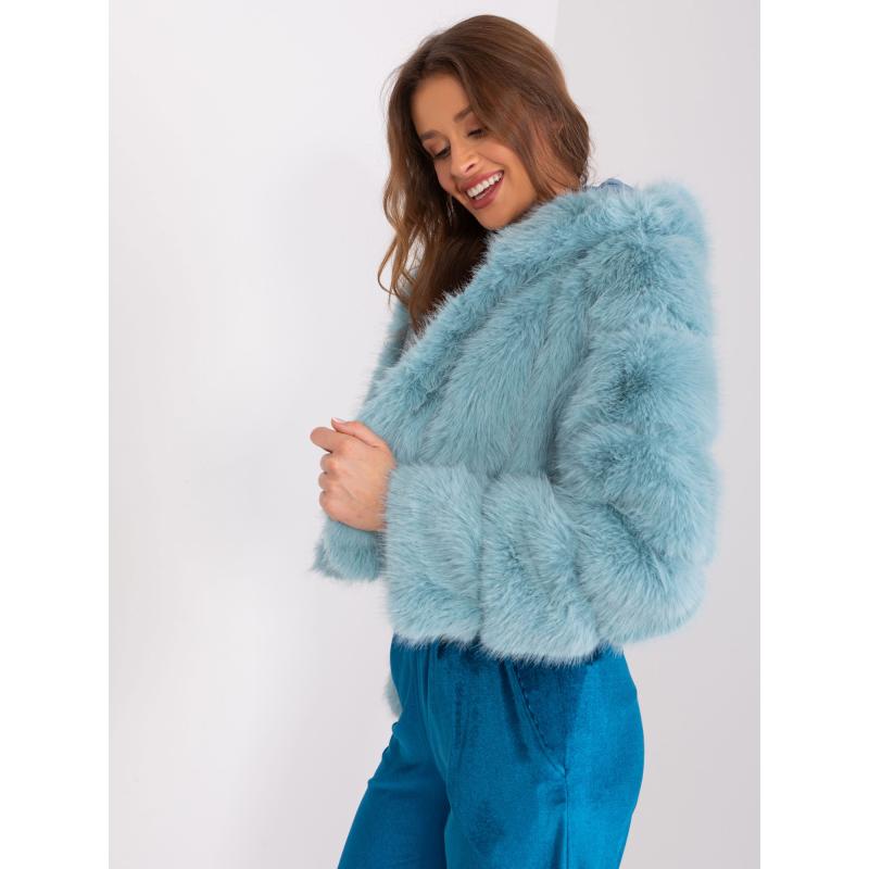 Dámská bunda s kožíškem a kapucí KATA mátová